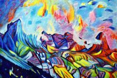 Altenalptürme und Oehrli 85 x 60 Acryl auf Hartgrund