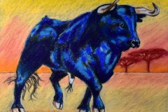 Stier 31 x 23 Pastell auf Ingrespapier