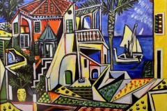 Mediterrane Landschaft nach Picasso 54 x 43 Acryl auf Papier