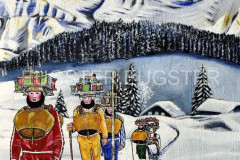 Alp Aueli mit Chläusen 50 x 70 Acryl auf Hartgrund