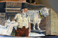 Bauer mit Geissen* ca. 47 x 30 Acryl auf Holzabschnitt