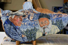 Die Bauern Theo und Albert ca. 60 x 40 Acryl auf Holzabschnitt
