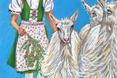 Geissenmaedchen mit Tannenzweig 22 x 30 Pastell auf Ingrespapier