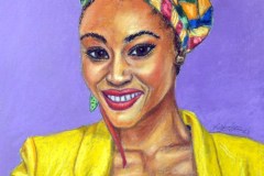 Frau in gelber Jacke 22 x 30 Pastell auf Ingrespapier
