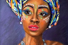 Maedchen geschminkt 23 x 31 Pastell auf Ingrespapier