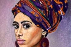 Maedchen mit grossen Ohrringen 22 x 30 Pastell auf Ingrespapier